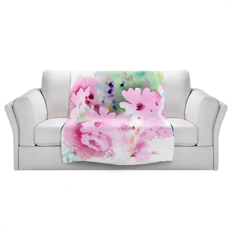 Jeté / motif floral, l 68 po x L 80 po