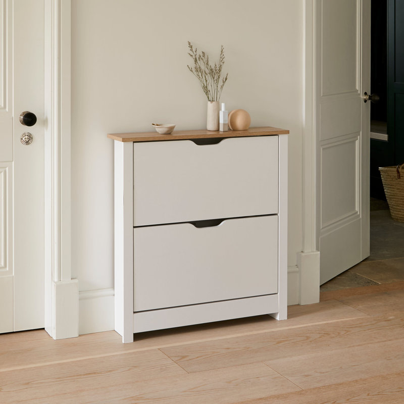 Suseela 8 Pair Shoe Storage, White/Oak