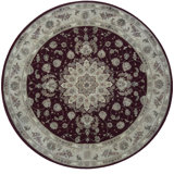 Hand-Knotted High-Quality Red and Beige Round Area Rug