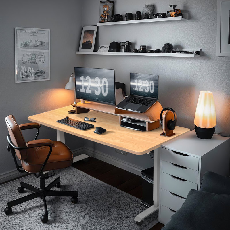 Alleson Adjustable Metal Base Standing Desk, White