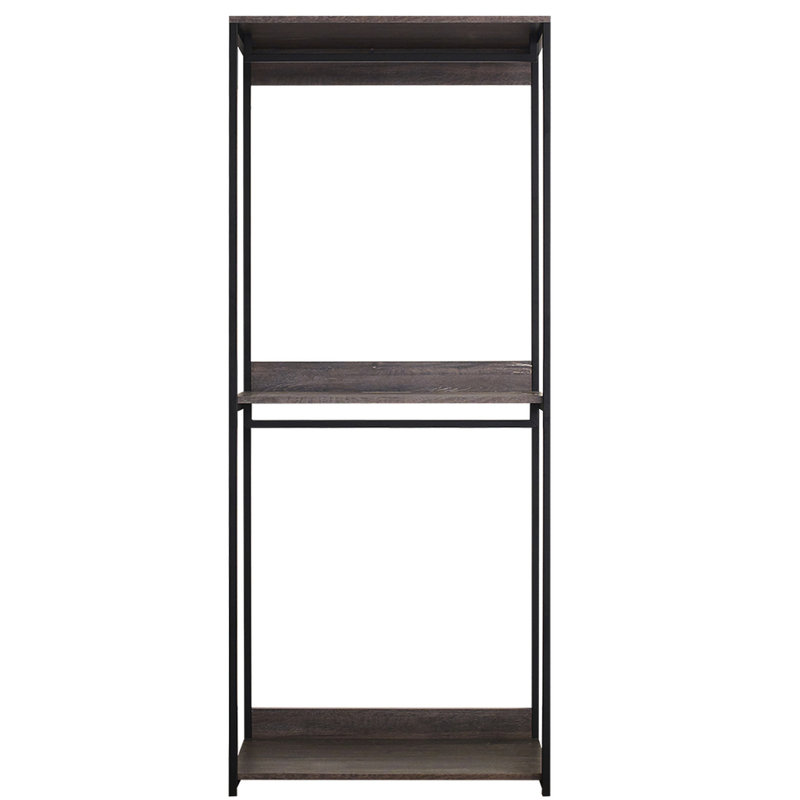Armoire-penderie industrielle en bois, couleur grise, bois massif, rangement extra profond, résistance à l'eau et à la chaleur, gris rayé, structure en métal,