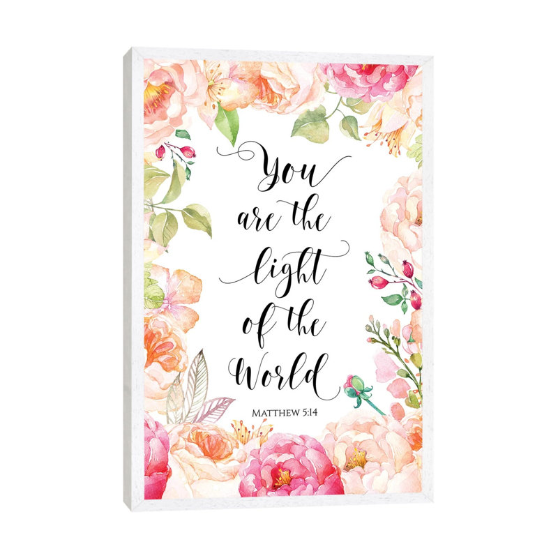 You Are The Light Of The World, Matthew 5:14 - Print on Canvas, 66.04 cm H x 45.72 cm W, White Framed
