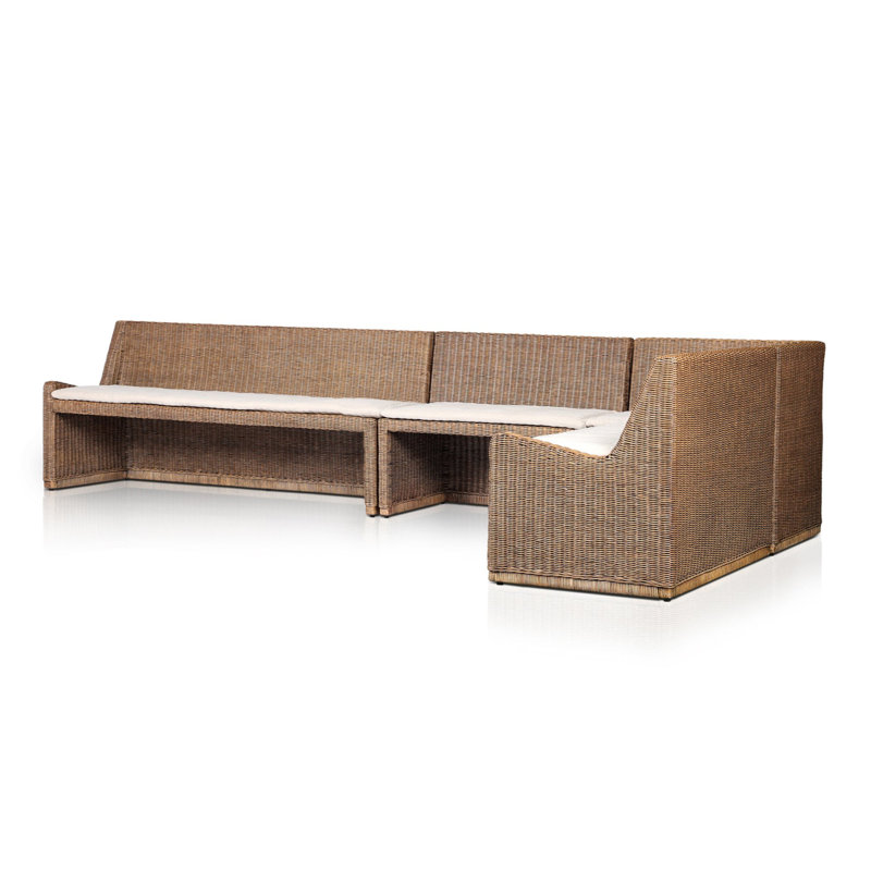 Senna L-Shape Dining Banquette, Right Hand Facing, 32.5"H x 121.75" W x 83.25" D