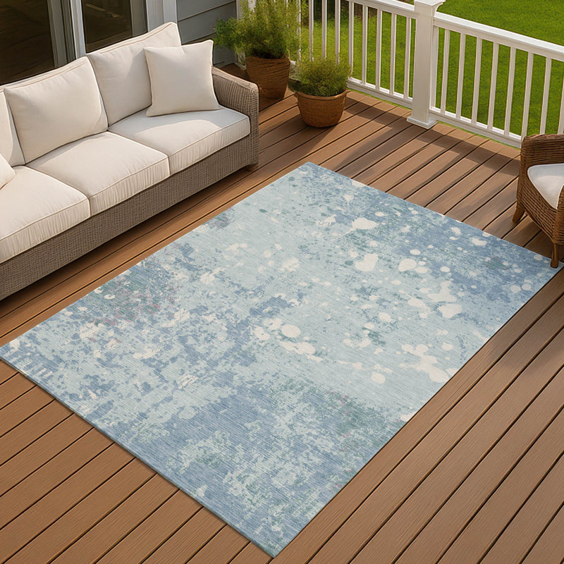 Machine Washable Indoor/Outdoor Chantille ACN2679 Abstract Rug, Sky, 3' x 5'