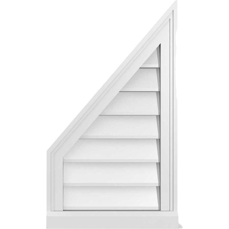 Half Peaked Left Surface Mount Signature Urethane Non-Functional Gable Vent 14/12 Pitch Primed Tan, 28" H x 16" W x 2" D