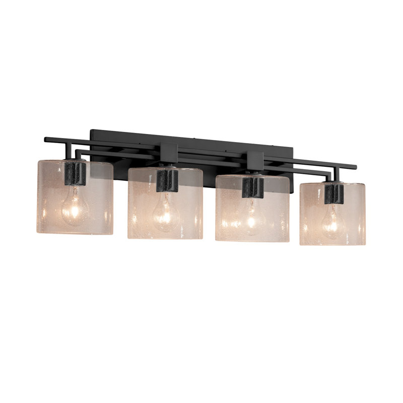 Éclairage pour meuble-lavabo 4 lumières Carolos, Tissage, Noir mat