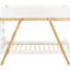 Lit superposé simple au-dessus moderne avec finition blanche, éléments rustiques et contemporains, tréteaux angulaires attachés en blanc éclatant, attrait, accents de bois naturel, rails pour les frères et sœurs