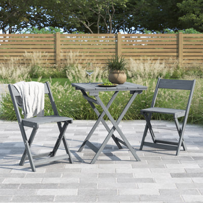 Hagler 26” Square 3-Piece Solid Acacia Wood Outdoor Bistro Set