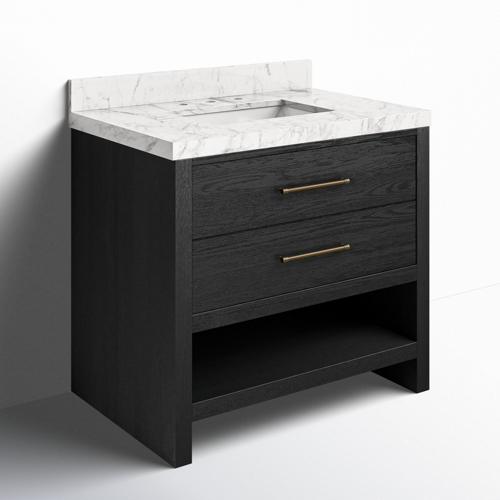 Abington Single Vanity-Carrara Marble, Black