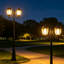 Lampadaire solaire lampadaire en aluminium noir (double)-129936733