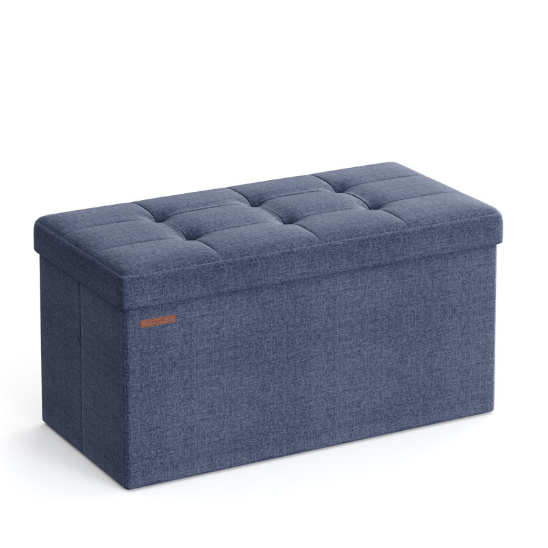 Banc de rangement avec repose-pieds pliant, Bleu, Tissu Oxford