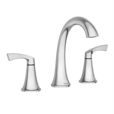 MOEN Korek Widespread Double Handle High-Arc Bathroom Faucet with Valve in Chrome