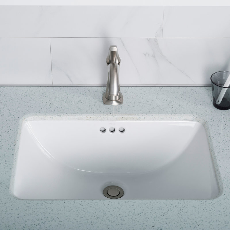 White Vitreous China Rectangular Undermount Bathroom Sink, 20 7/8 in