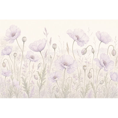 Watercolor Wallpaper Poppies Removable Wildflower Meadow Wall Decor