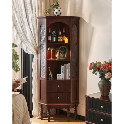 Armoire de coin en verre noyer français