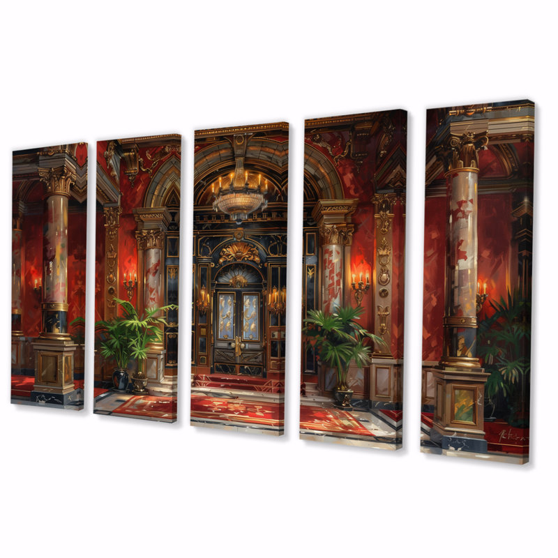 Ensemble de décoration murale rouge et or pour hôtel - hôtel et loges, H 32 po x l 80 po