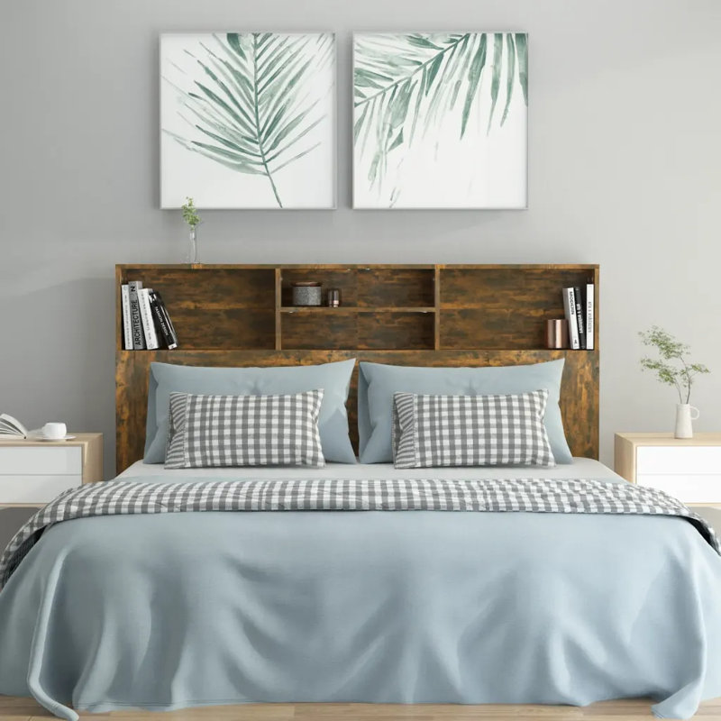 Melby Headboard Cabinet, Smoked, King (5')