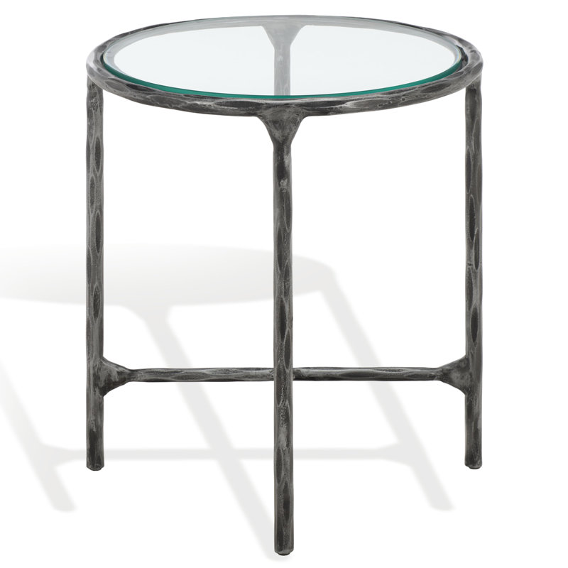 Evelynn End Table, Silver, Clear