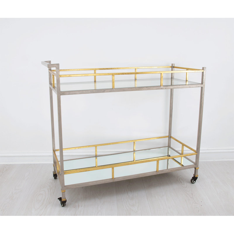Melody Serving Cart, Antiqued Champagne/Gold Leaf