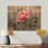 Pivoines de campagne près de la porte de l'écurie III - décoration murale en bois de pivoines - sur bois de pin naturel