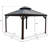 Alexander Dark Brown Double Roof Hardtop Gazebo with Curtain and Mosquito Netting-98229954