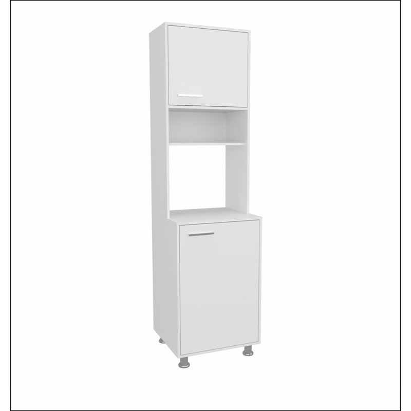 Garde-manger blanc avec rangement ouvert et 2 portes