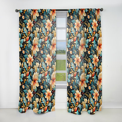 Vintage Paisley Floral Flightiness - Floral Curtain - Velvet Room Darkening - 1 panel