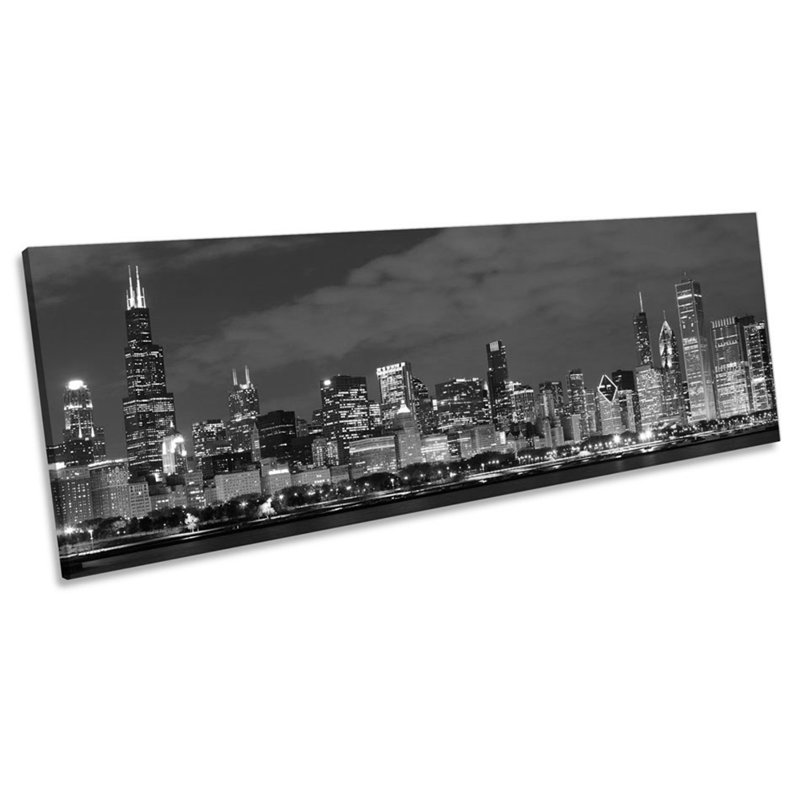Chicago Cityscape Skyline - Wrapped Canvas Panoramic Print, 60.96cm H x 182.88cm W x 4cm D