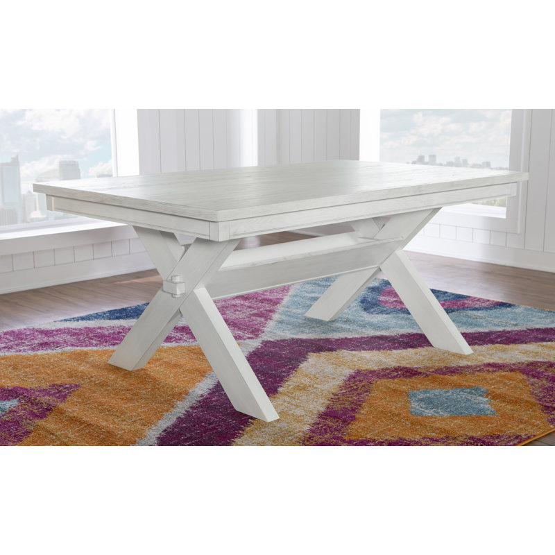Smokey White 70" Solid Wood Rectangular Farmhouse Dining Table