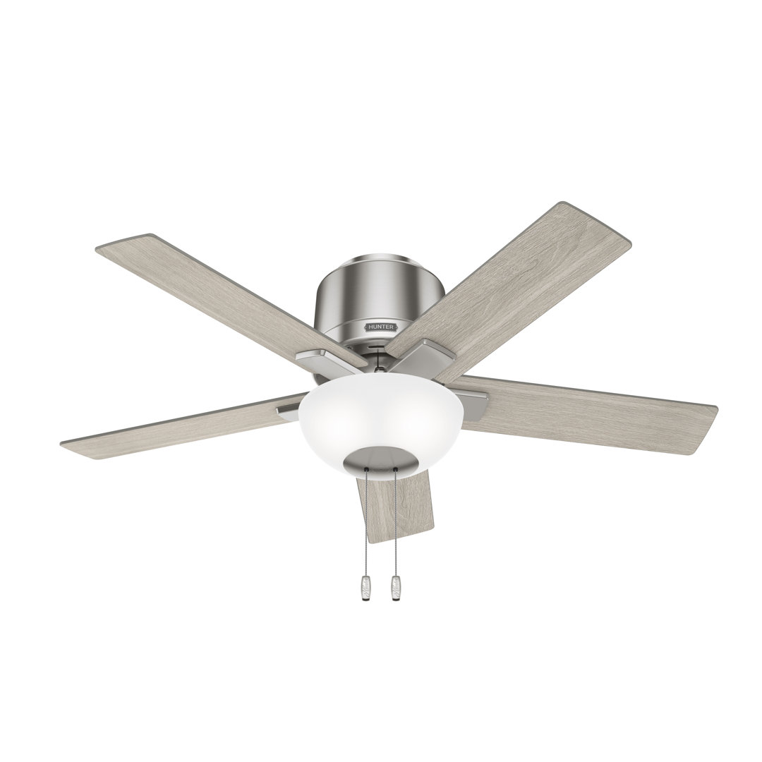 44" Fitzgerald 5 - Blade Low Profile Ceiling Fan With LED Light Kit And Pull Chain Hunter Fan 