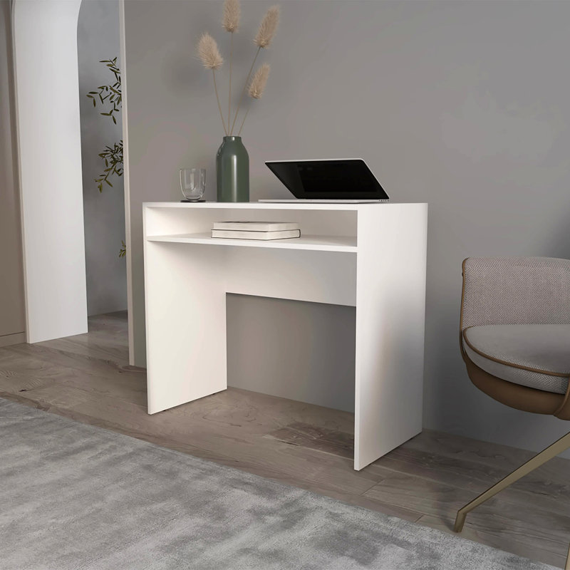 Desk With Storage, White