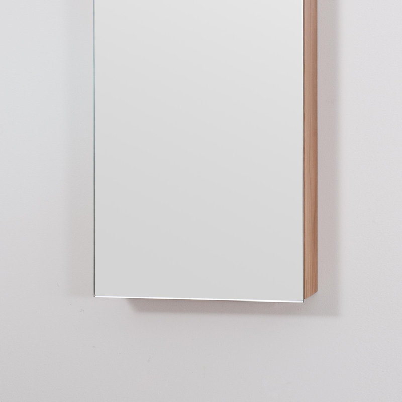 Mendocino 250mm W 800mm H Surface Frameless Medicine Cabinet Mirror 4 Adjustable, Natural Oak