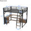 Lit en métal de taille grand avec design loft, bureau, lumières à DEL et poignées sécurisées, tiroirs de rangement pour garde-robe - peu encombrant pour les appartements-1078918437