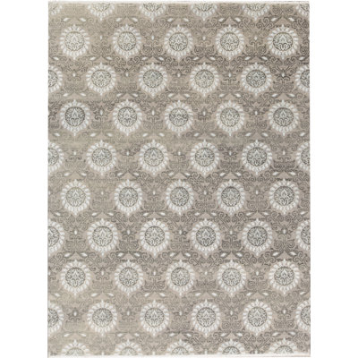 Brookhaven Damask Area Rug in Gray