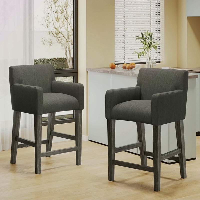 Upholstered 30.5 Inch Counter Stools - , Grey, Grey, 2