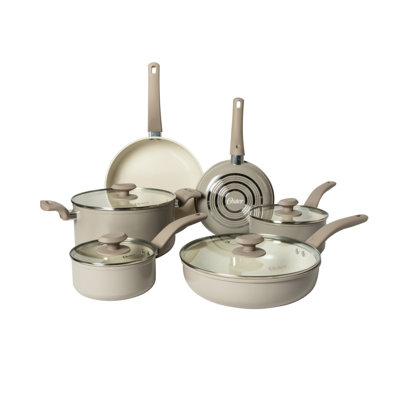Oster Pots and Pans Set, 10 Piece Ceramic Nonstick Cookware, PFAS Free