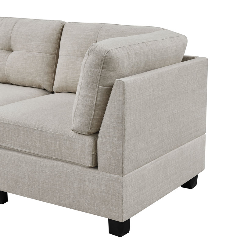 Canapé modulaire réversible avec repose-pieds Ashwell, Amande