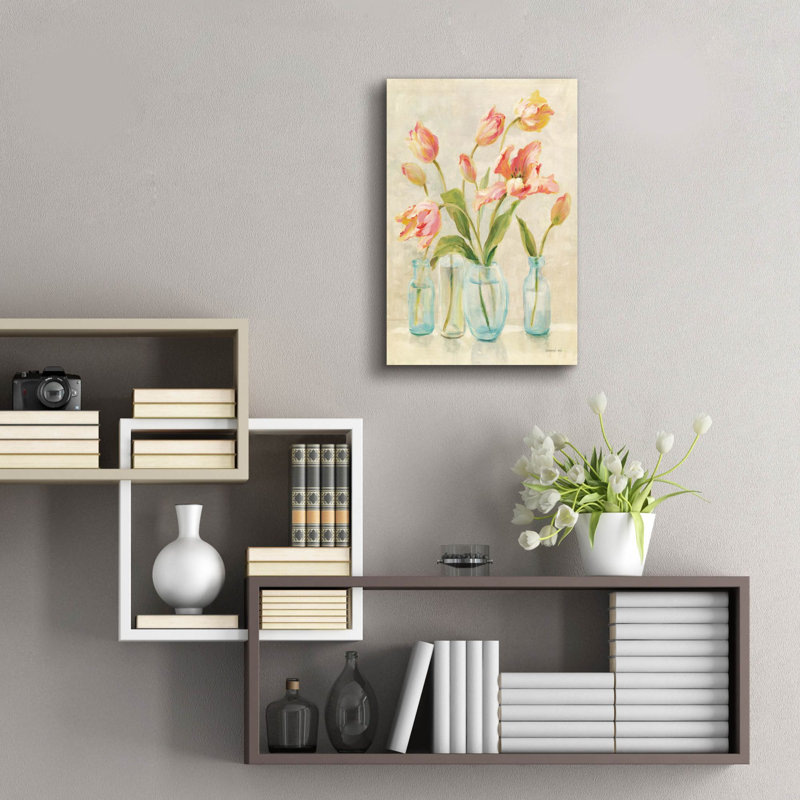  «Pink Tulips» par Danhui Nai, art mural en verre acrylique, 16 po x 24 po
