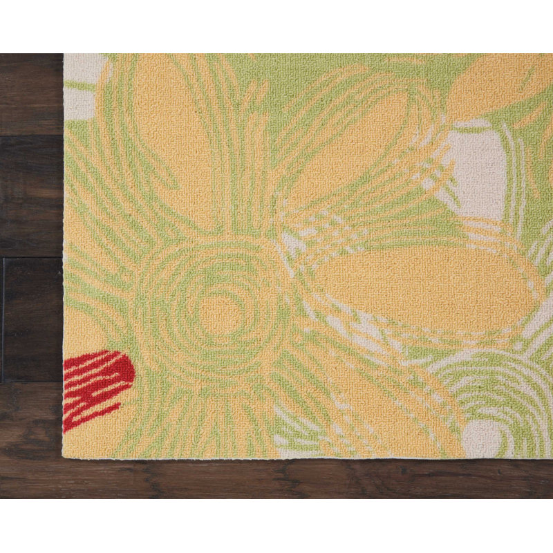 Tapis vert moderne Dian, Tapis de couloir 2 pi 3 po x 8 pi