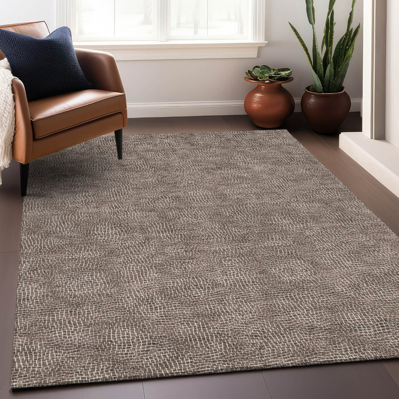 Riyala Brown Washable Indoor-Outdoor Rug - , 2'6" x 3'10"
