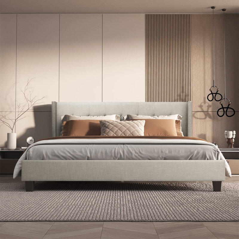 Tolson Tufted Platform Bed, Sand, Full