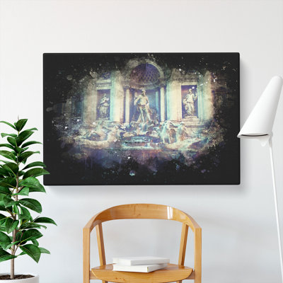 Trevi Fountain In Rome Vol.2 Paint Splash - Wrapped Canvas