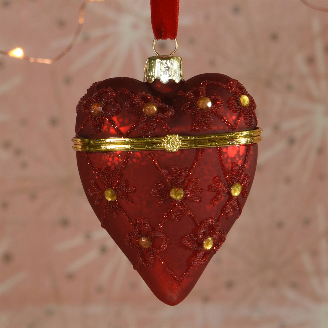 Bejeweled Heart Locket Hanging Figurine Ornament The Holiday Aisle® 