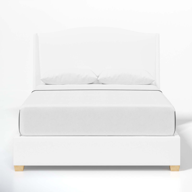 Allis Upholstered Wingback Bed, King, White Performance Twill