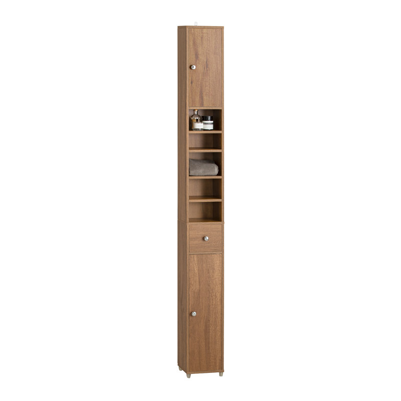 Munford Freestanding 20cm W Linen Cabinet, Dark Wooden Effect
