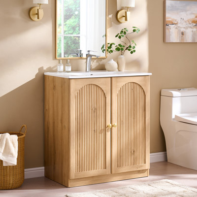 Meuble-lavabo arqué 30 po avec plateau en céramique