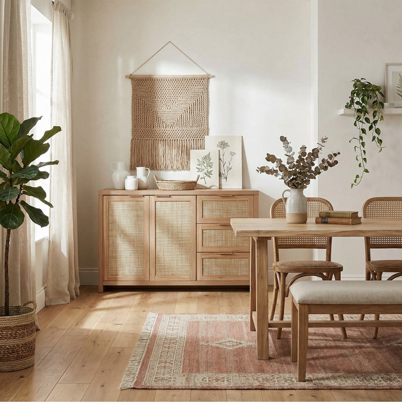 Dearbhaile 130 Cm Wide Credenza, Natural Oak