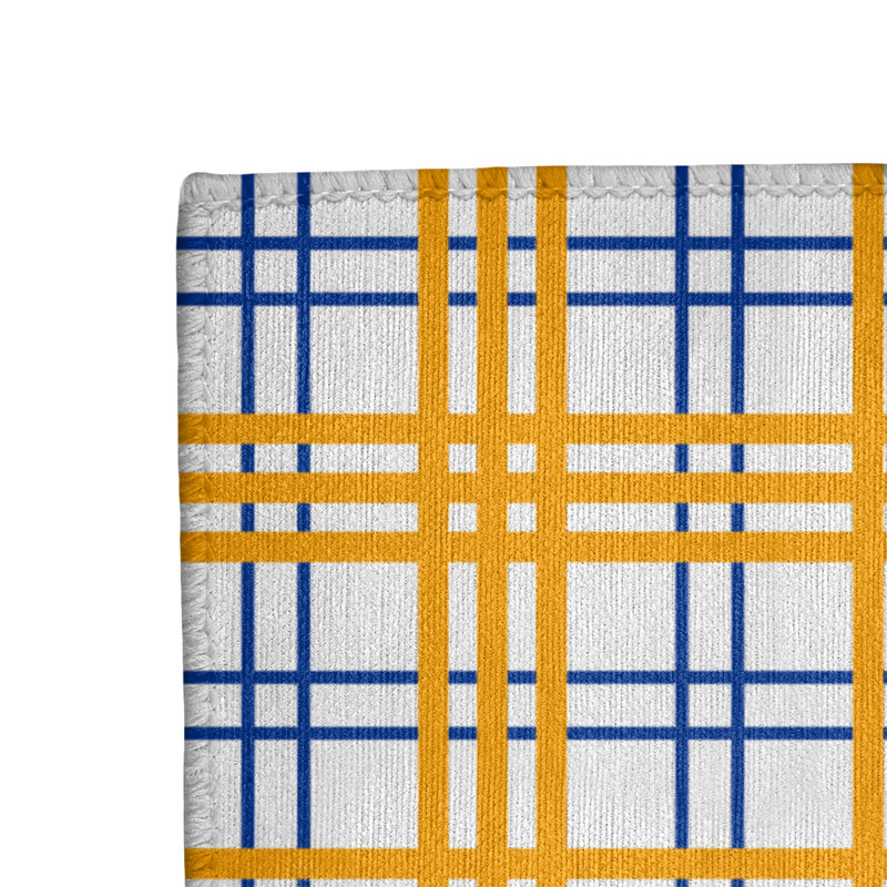 Tapis jaune / blanc à carreaux, Rectangle 5 pi x 7 pi
