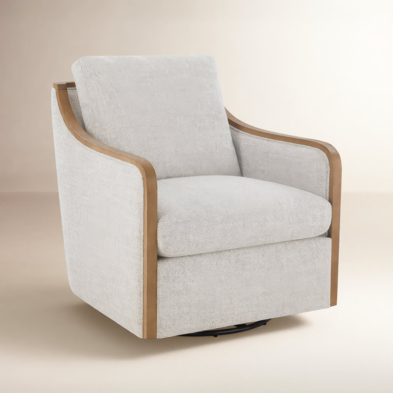 Fauteuil demi-tonneau pivotant surdimensionné Grayton, Nathan Performance Tweed de blé