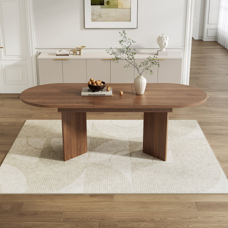 Dining Table with Iron Base, Brown Wood / Brown